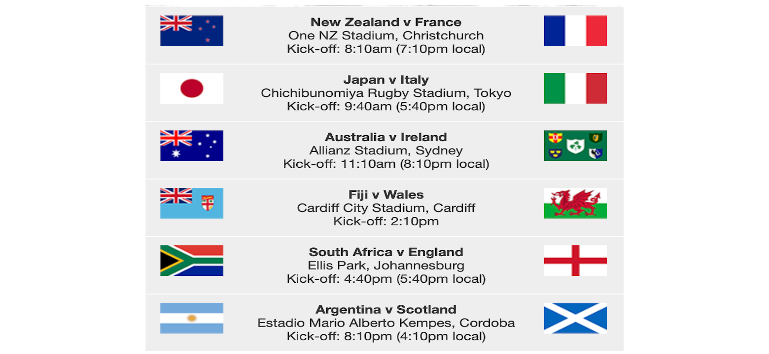 Summer Rugby Internationals at The Olive Tree near Woking and Guildford showing England and South Africa matches live.